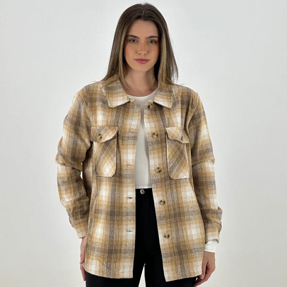 camisa xadrez feminina flanelada curta