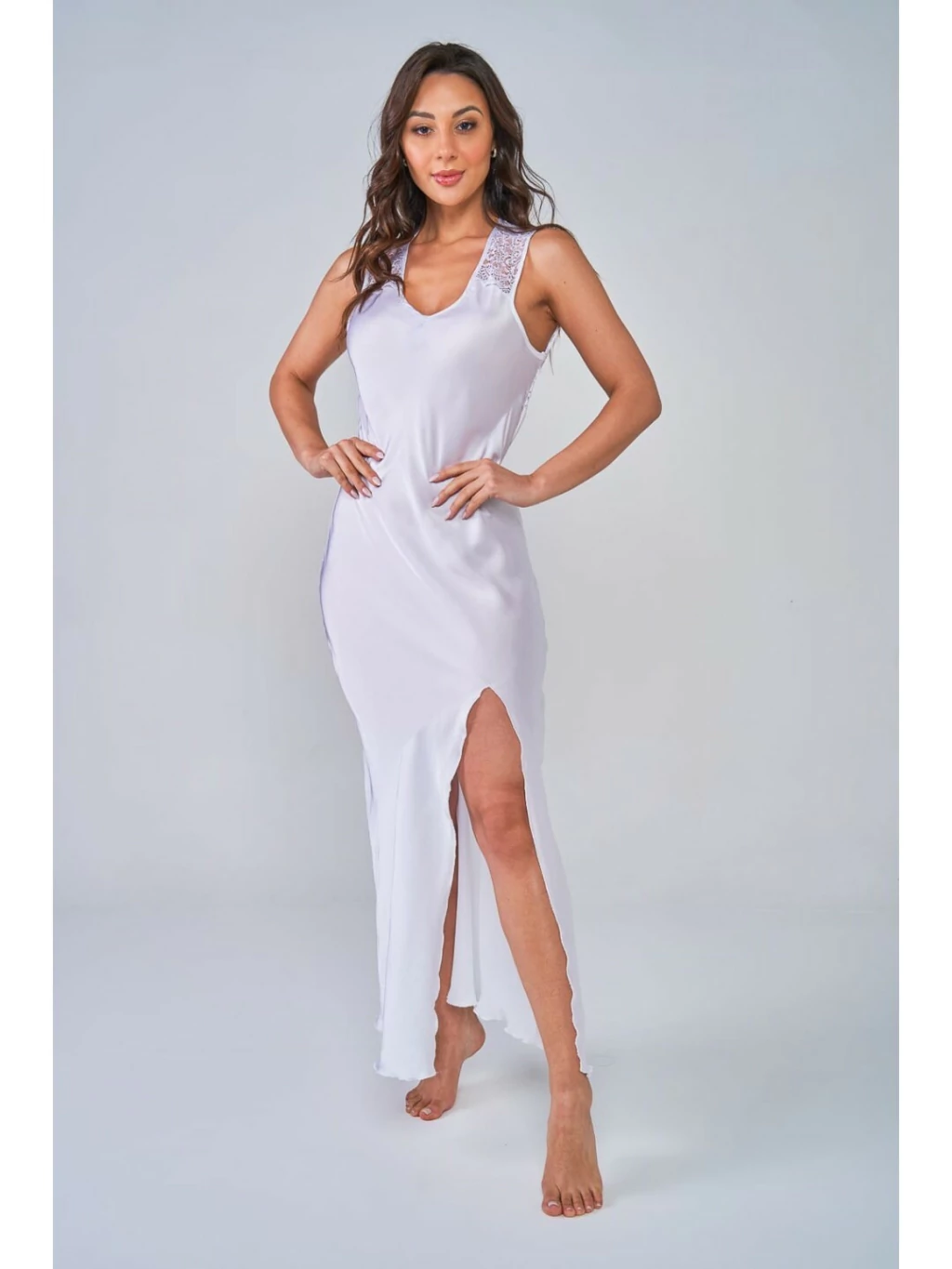camisola de seda pura longa