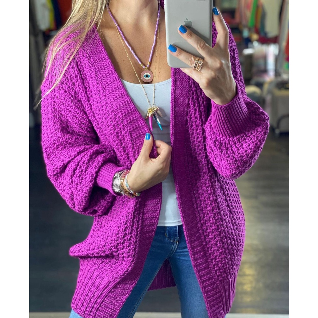 cardigã de tricot feminino curto