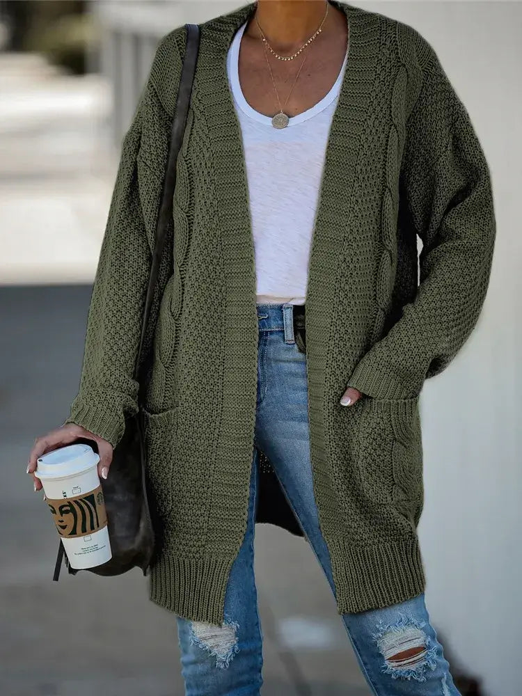 cardigã de tricot feminino de algodão