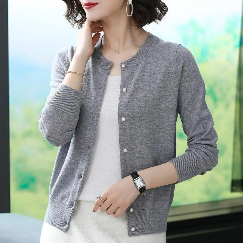 cardigã de tricot feminino com bolso