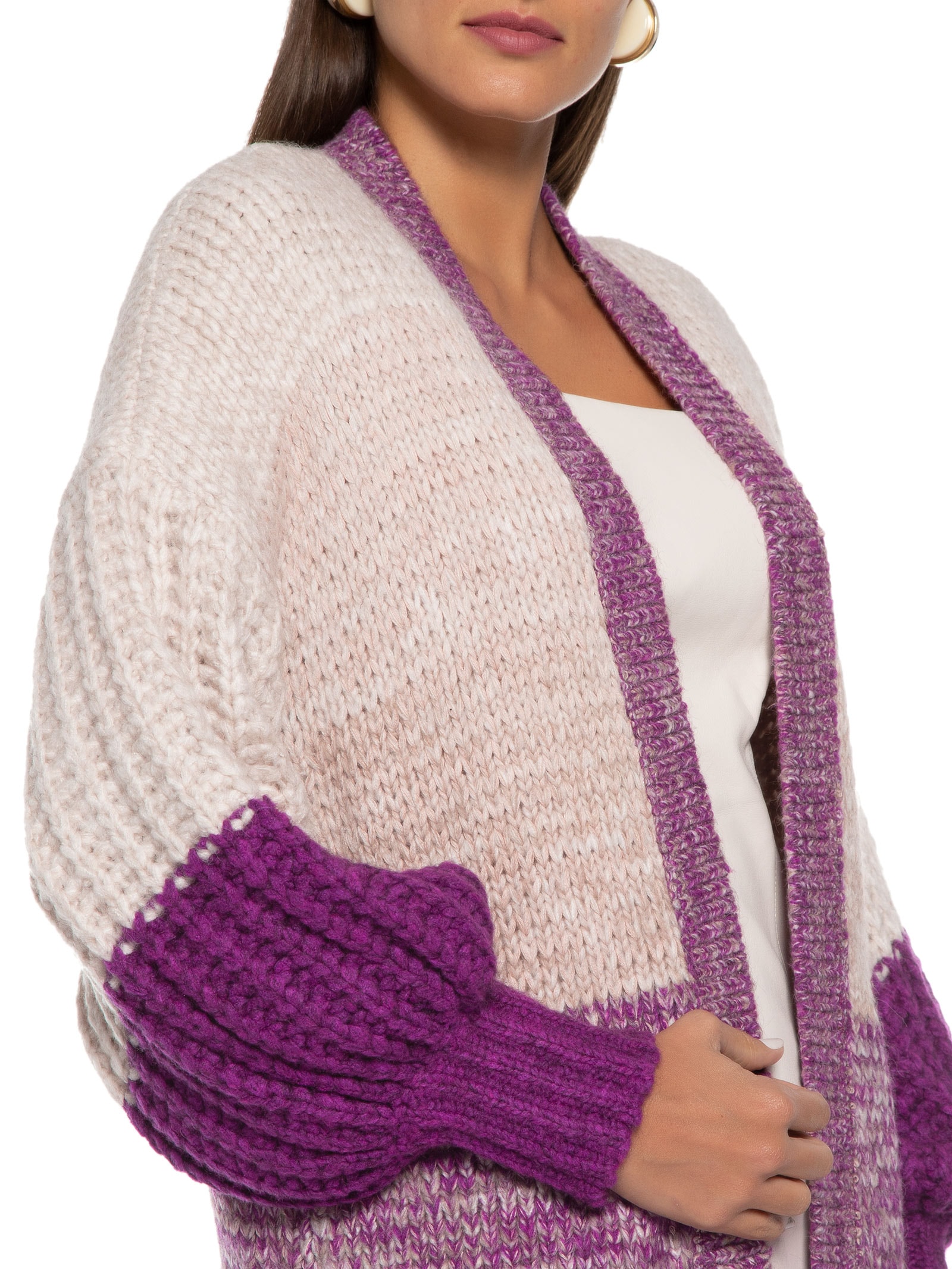 cardigã de tricot feminino oversized