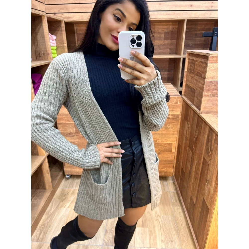 cardigã de tricot feminino oversized