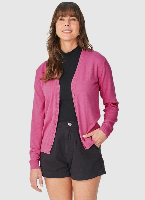 cardigã de tricot feminino com botões