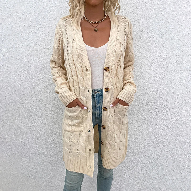 cardigã feminino cinza longo