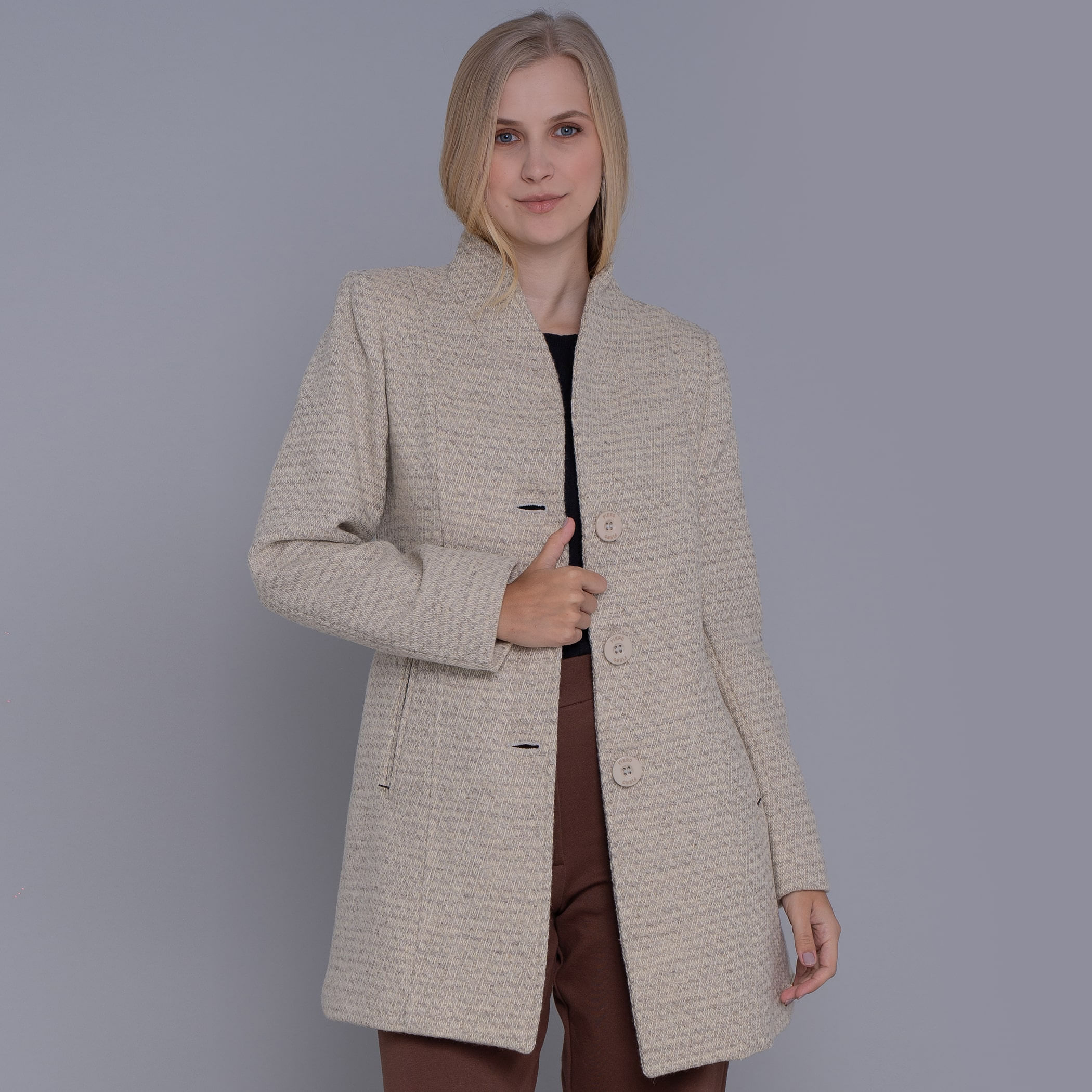 casaco de lã batida feminino longo
