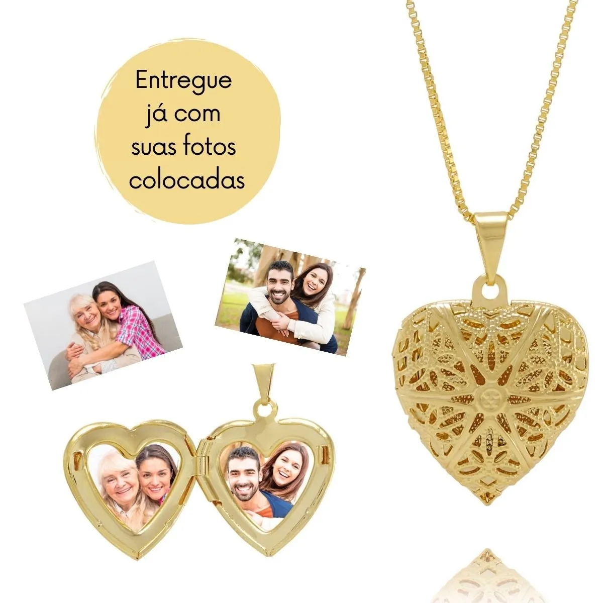 pingente relicário coração personalizado