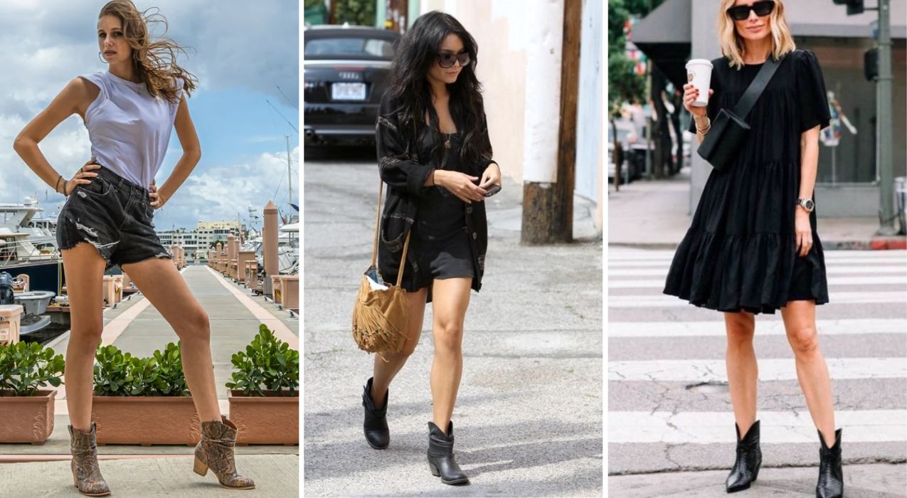 bota cano curto com vestido verão