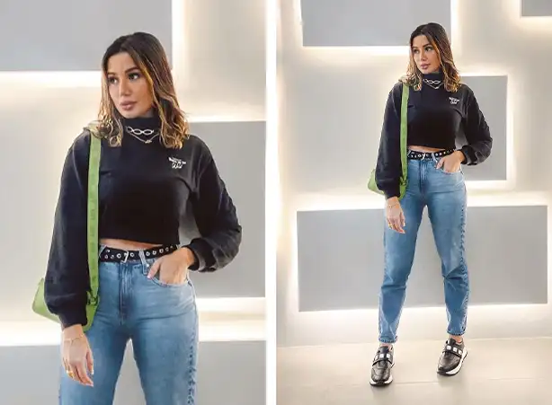 estilo urbano com moletom e tênis pesado