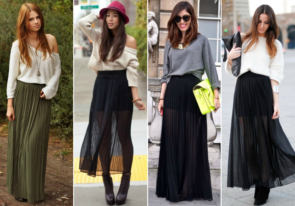 looks inverno com saia longa