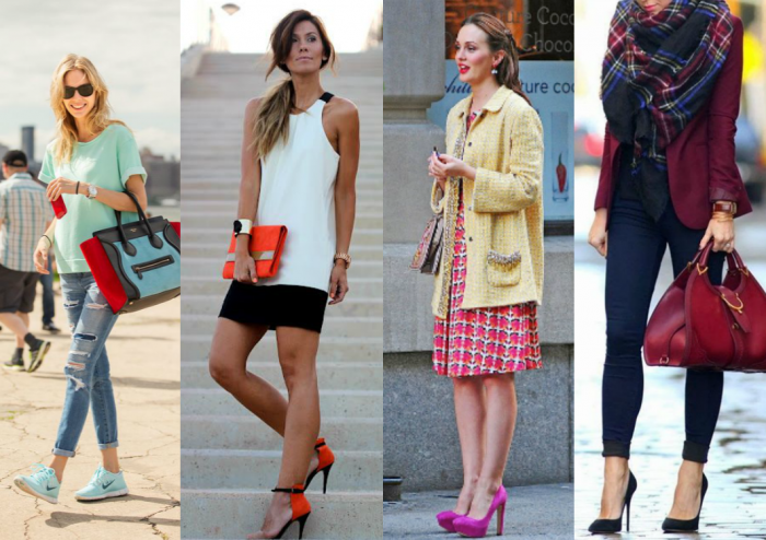 looks com sapato e bolsa diferentes