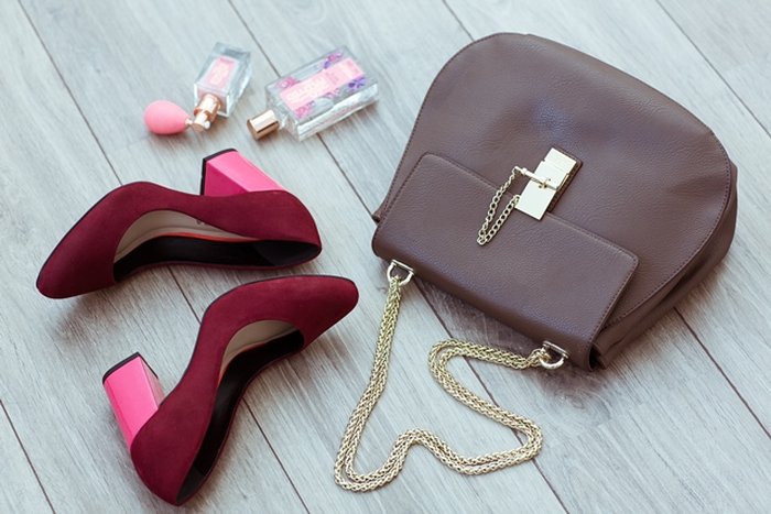 estilo sapato e bolsa