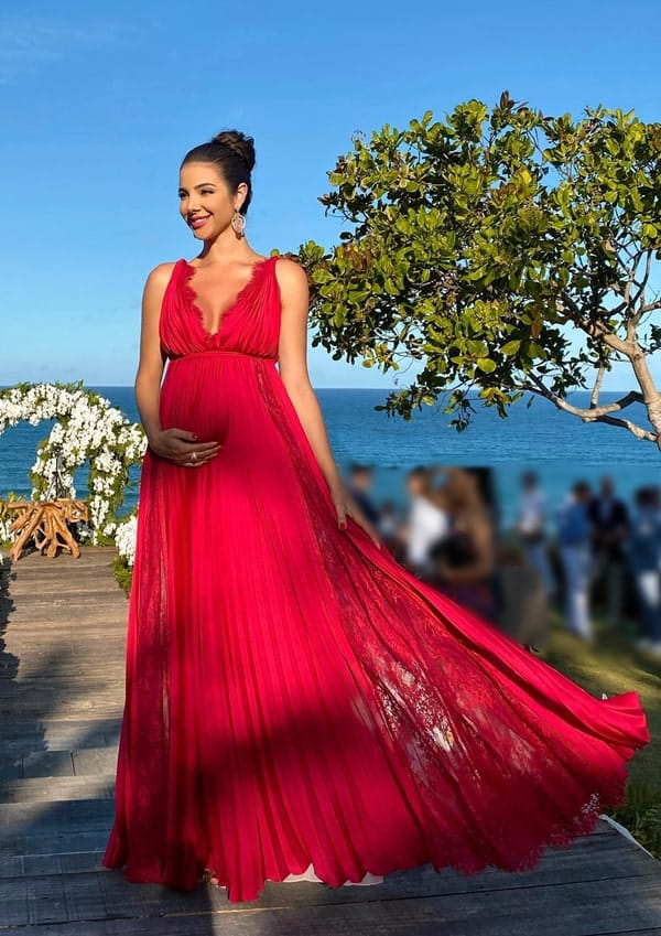vestido de festa gestante elegante