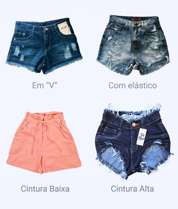 short jeans cintura baixa sobe
