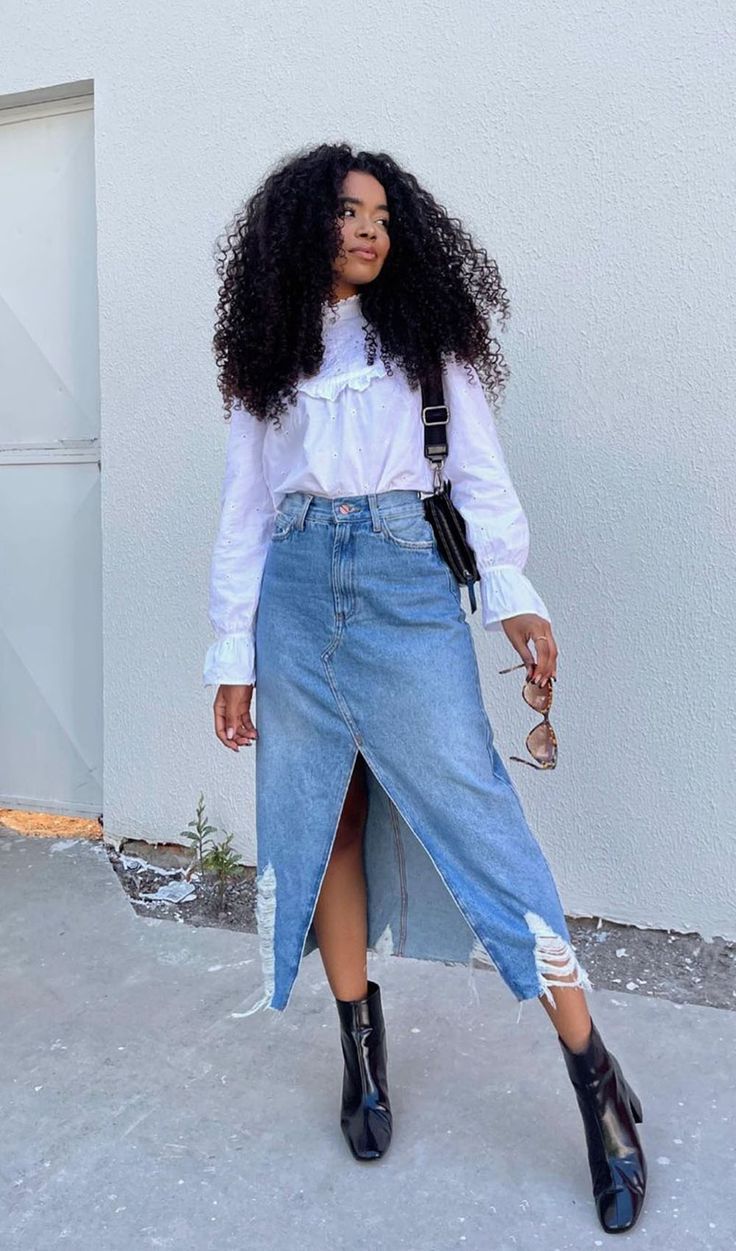 dicas de moda saia jeans e bota