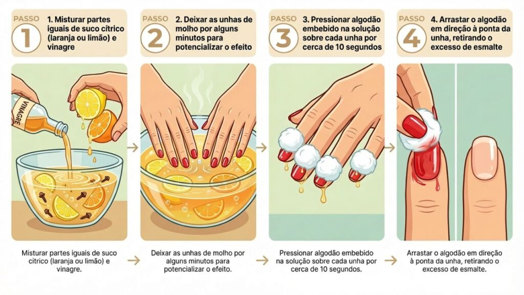 como remover esmalte gel em casa