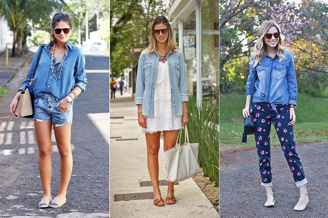 double denim com camisa jeans