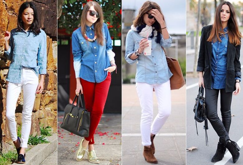 camisa jeans com alfaiataria