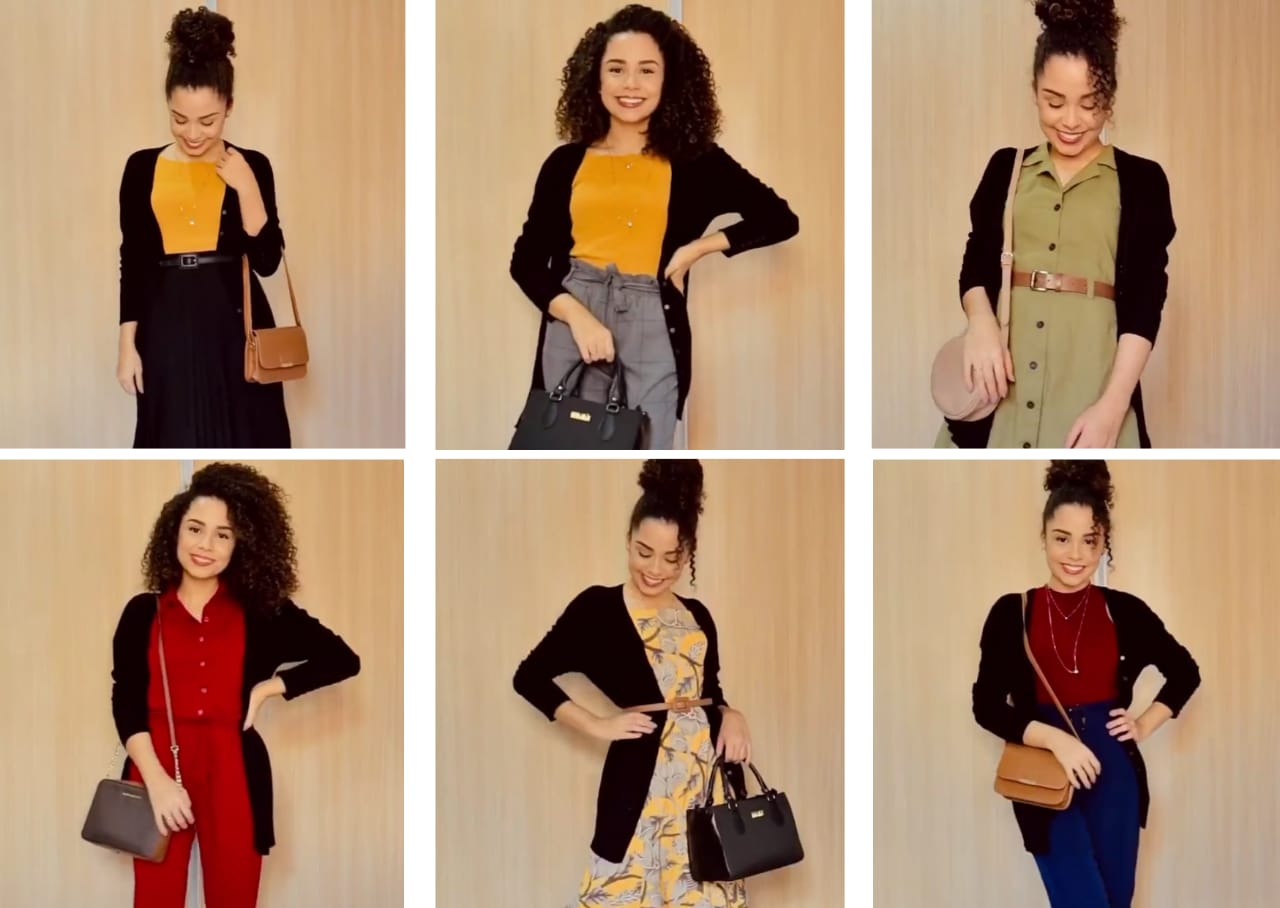 roupa de trabalho com cardigan