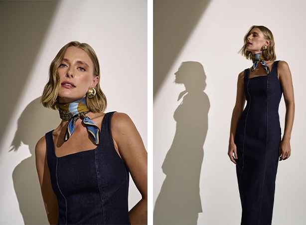 como usar lenço no pescoço com vestido curto