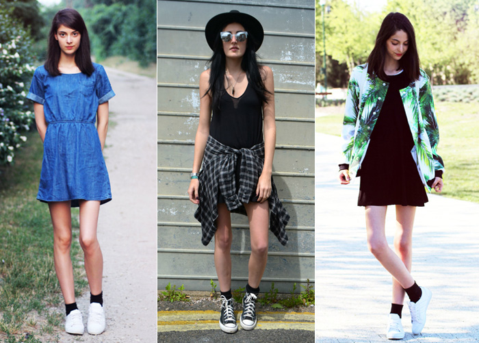 looks com tênis e vestido