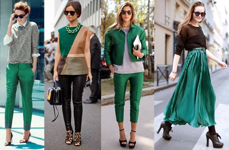 verde esmeralda look casual