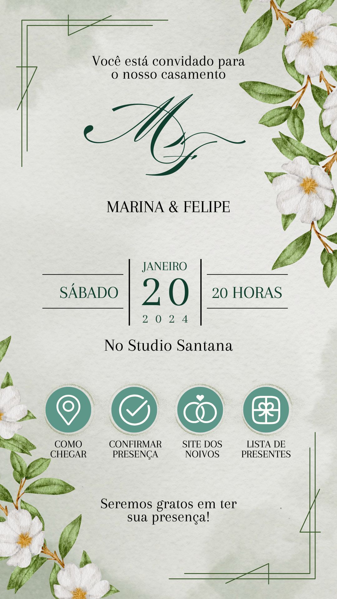 convite de casamento moderno