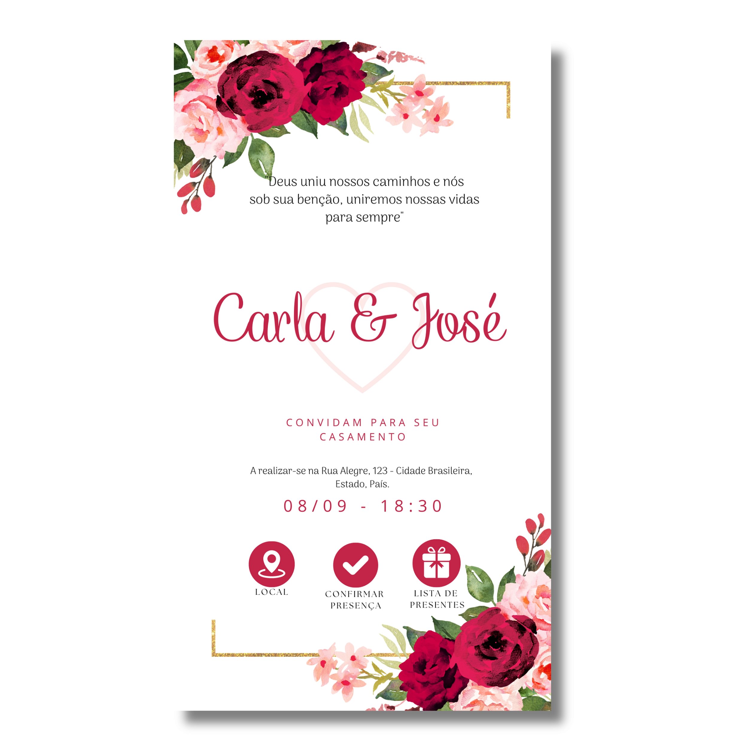 modelo de convite de casamento virtual