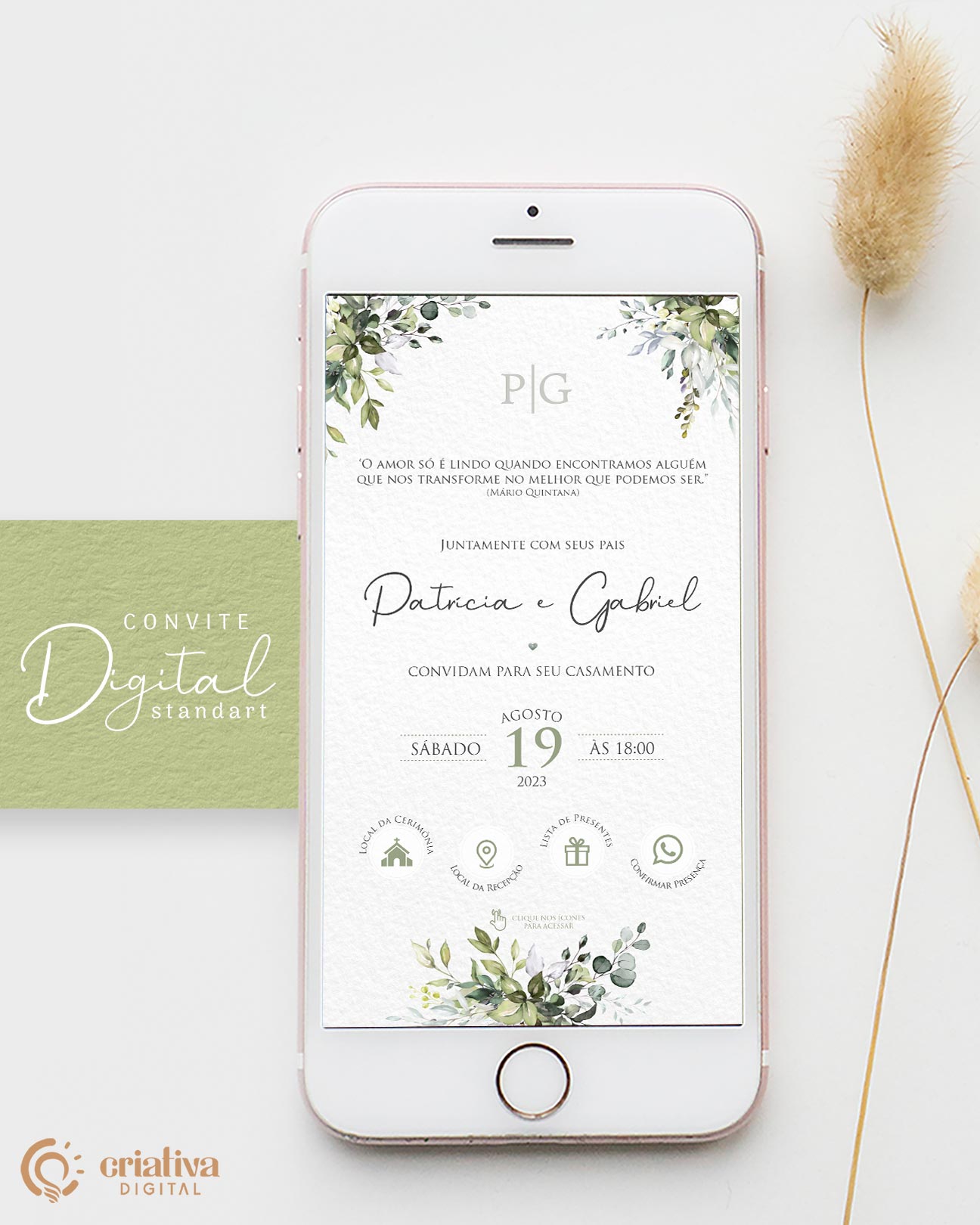 convite de casamento para WhatsApp