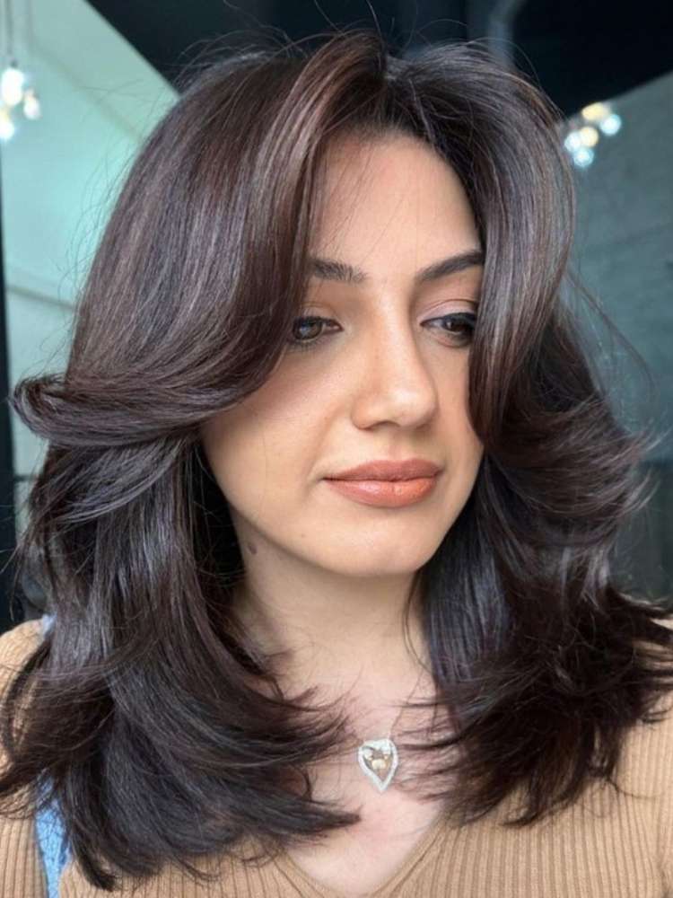 inspiração cabelo longo com franja