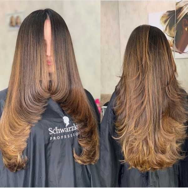 corte cabelo longo liso em V