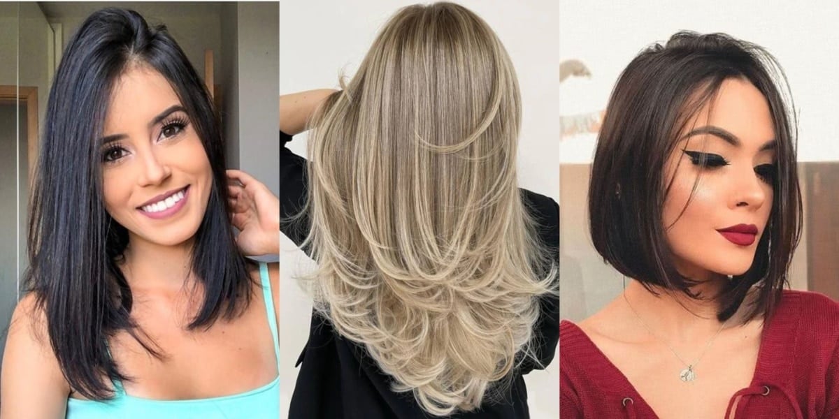 cortes médios para cabelo liso