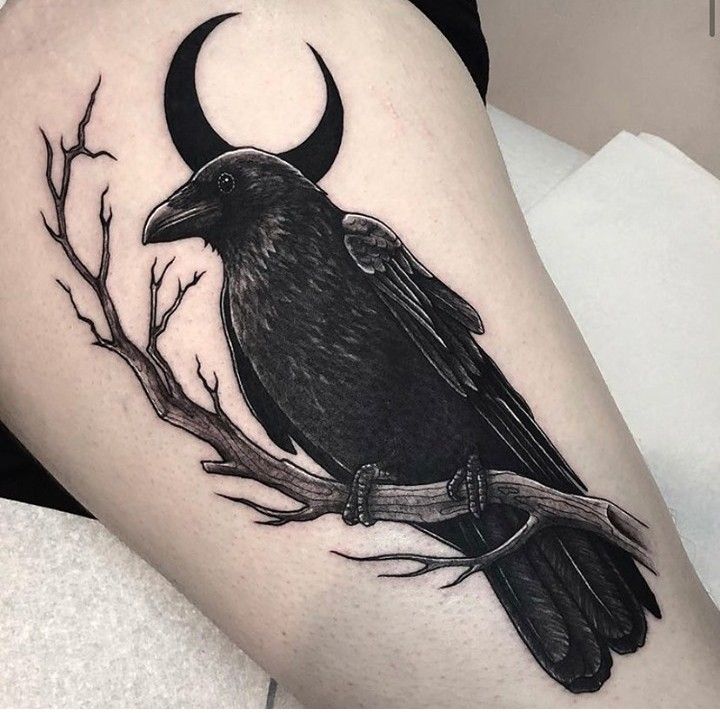 corvo tattoo preto e cinza