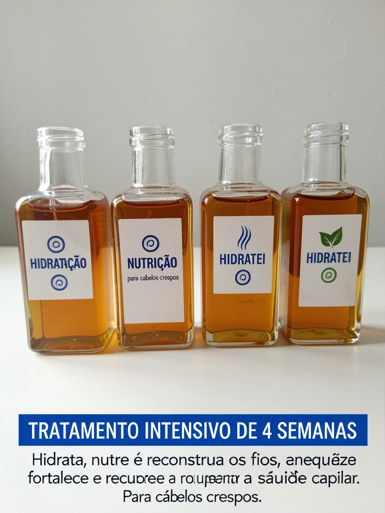 Máscaras e cremes leave-in com logotipos de cachos e inscrição 