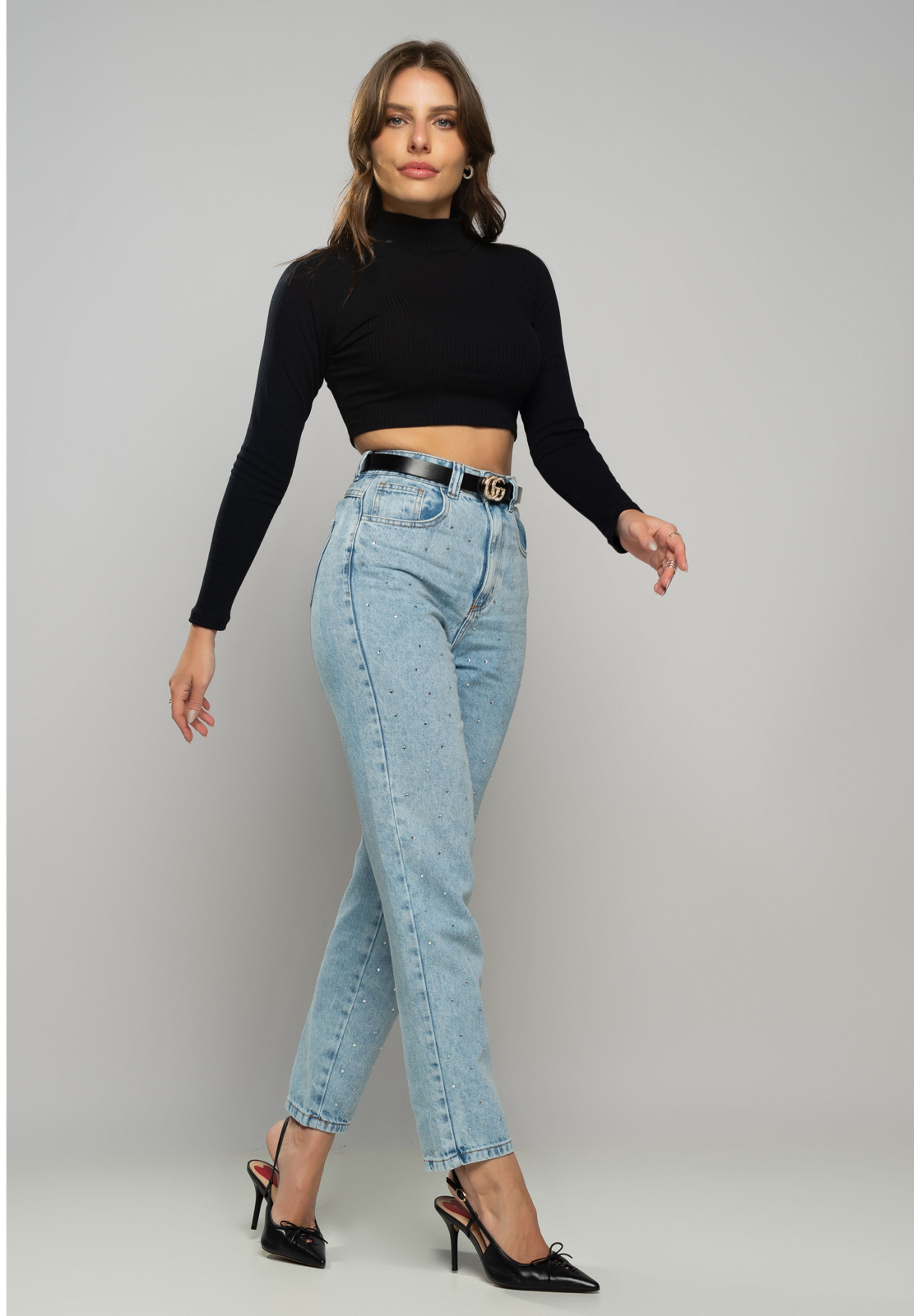 cropped feminino canelado gola u branco