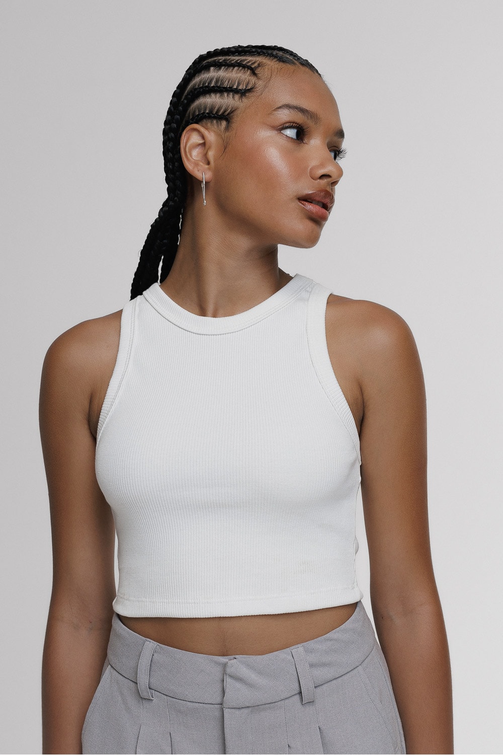 cropped feminino canelado gola u branco