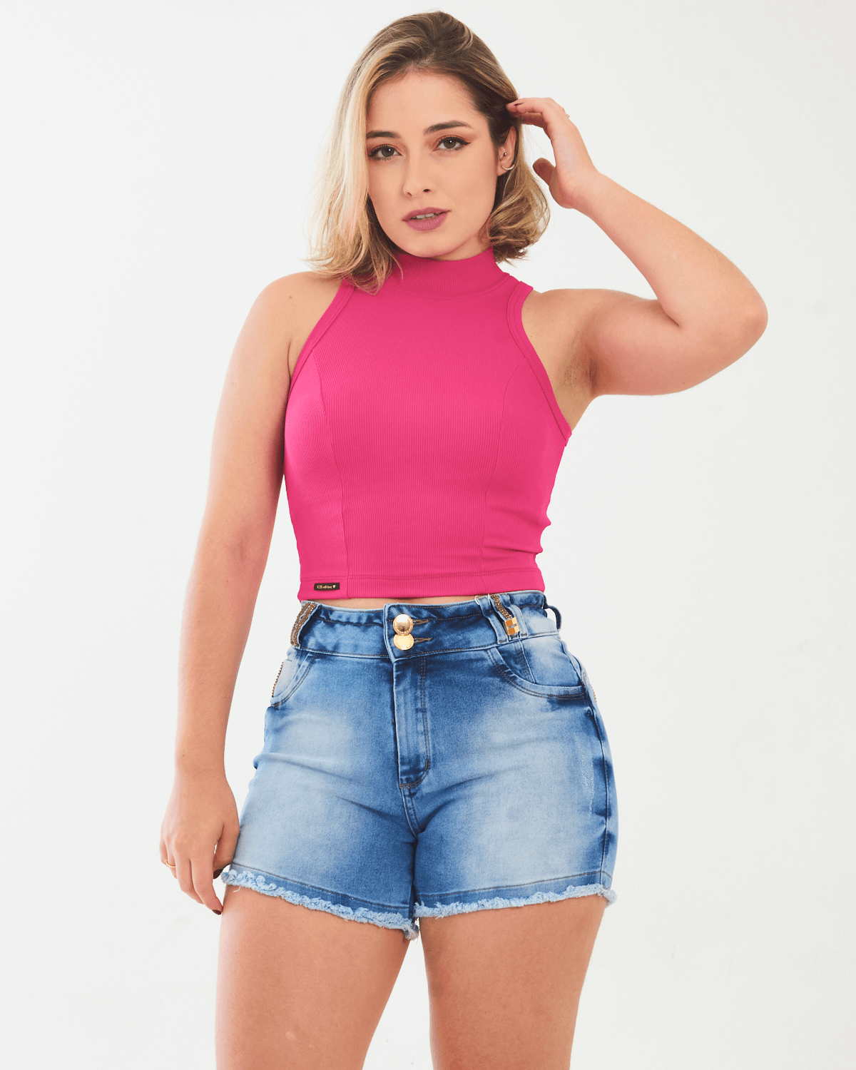 blusa canelada gola u feminina