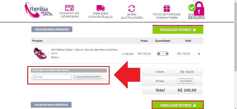 cupom primeira compra sapato
