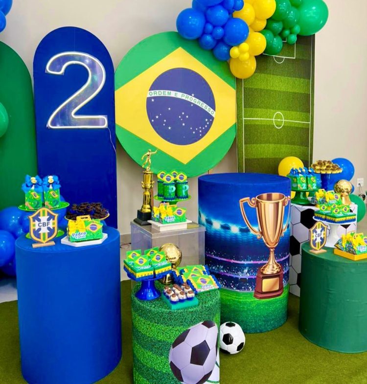 decoração mesa copa do mundo