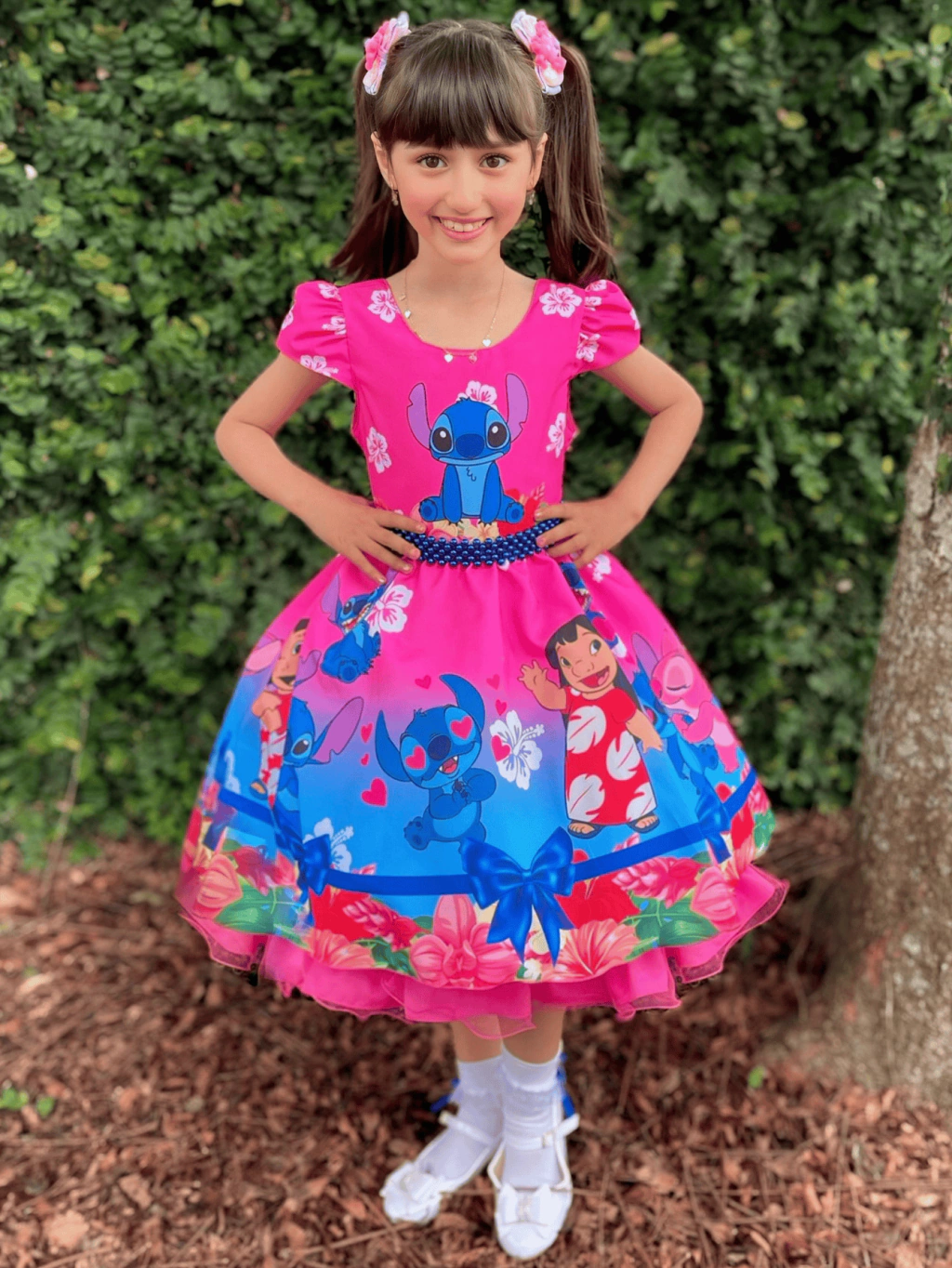 festa tema Stitch rosa