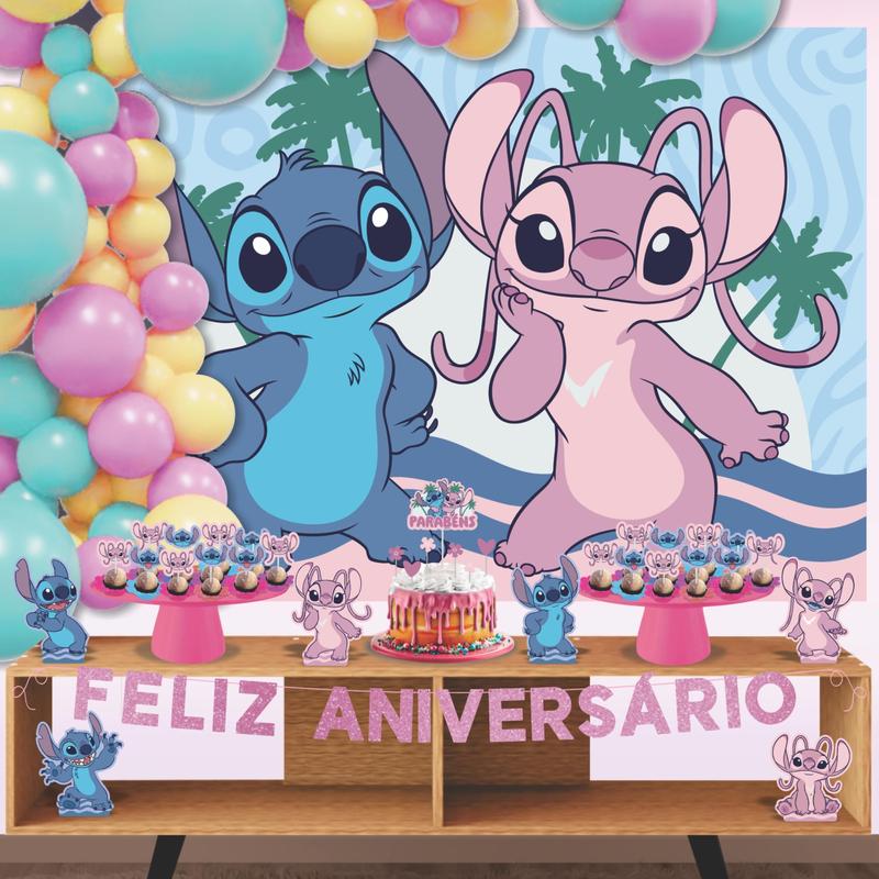 decoração de aniversário Stitch rosa