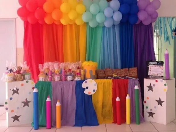 ideias festa das cores simples