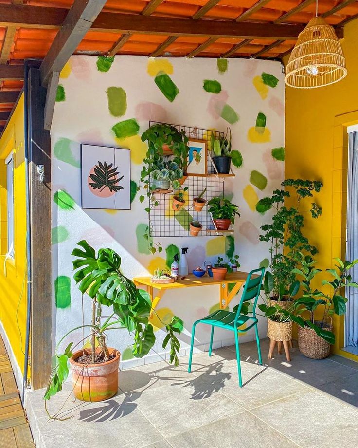 decoração quarto verde e amarelo