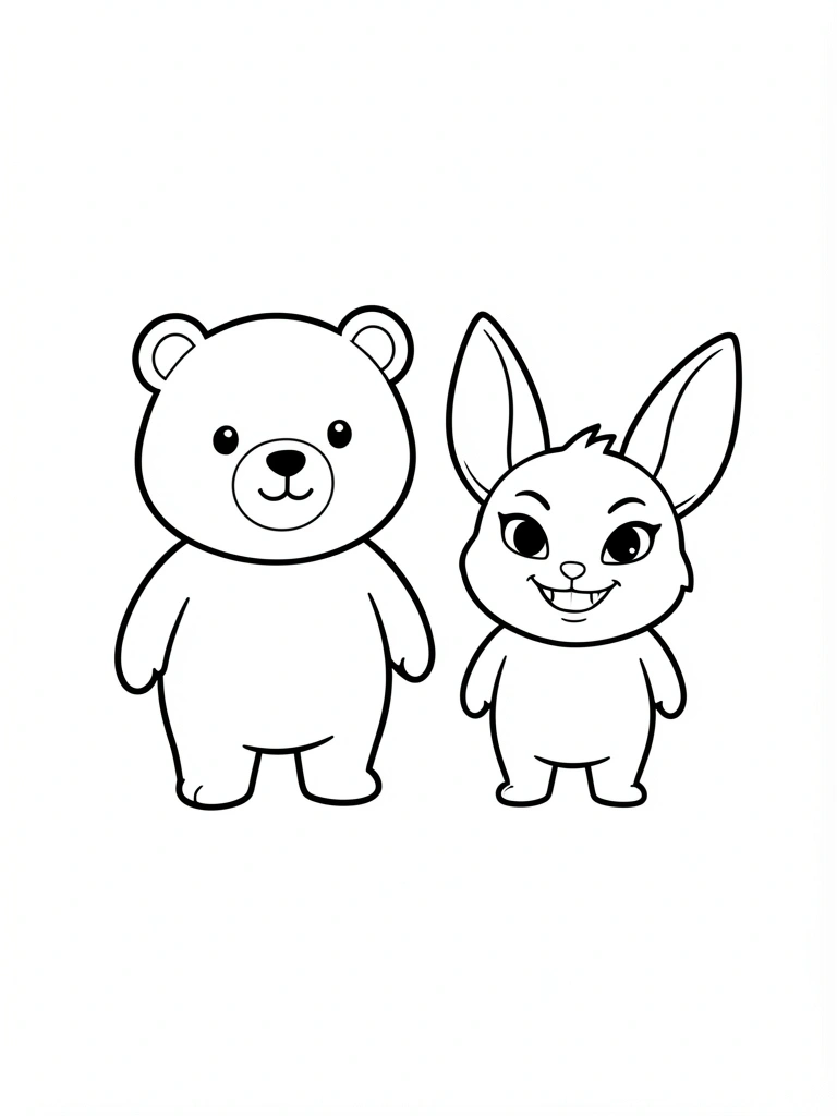 Dois brinquedos de pelúcia, um ursinho Bobbie Goods e um Labubu colorido, lado a lado.