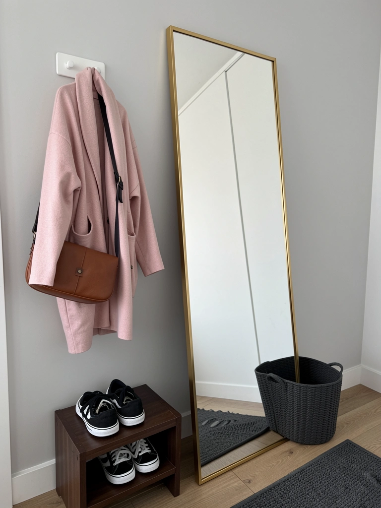 Colagem de quatro ambientes com diferentes espelhos: quarto, sala, hall e banheiro.