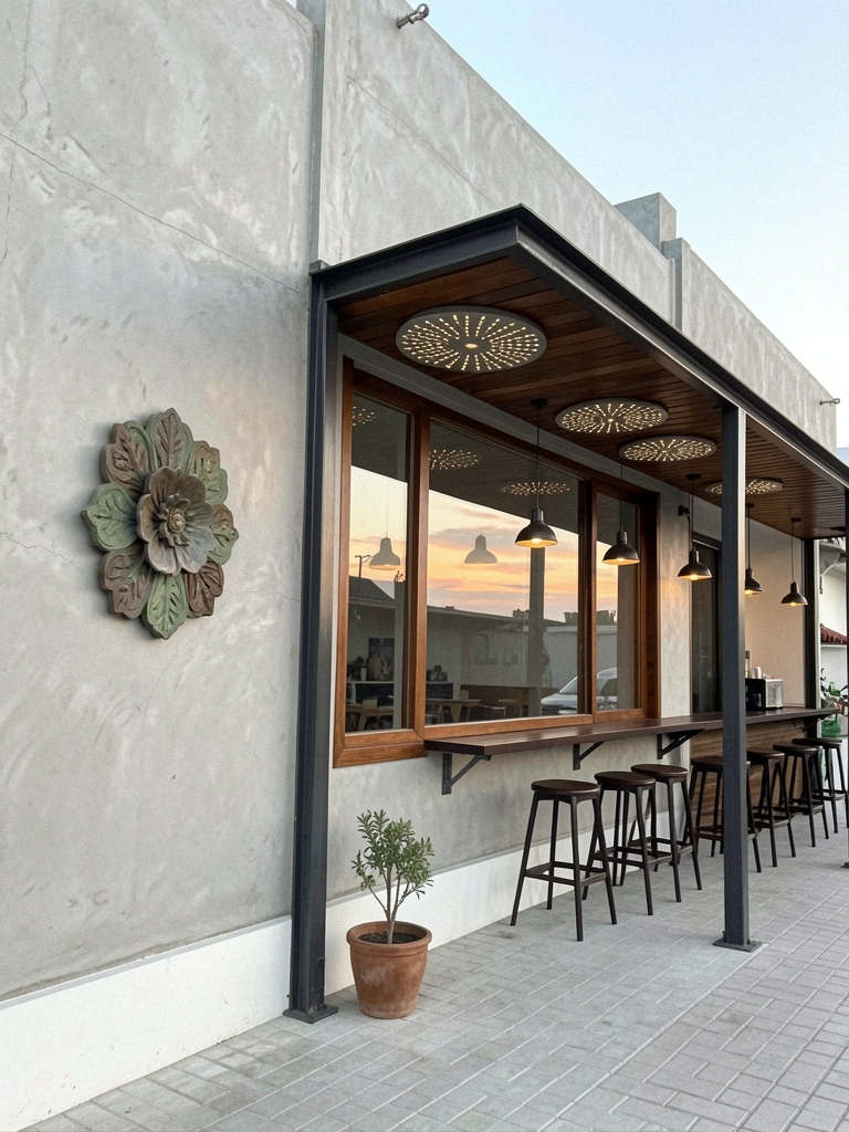 Fachada de loja com vitrine ampla e sem divisórias, vidro do chão ao teto.