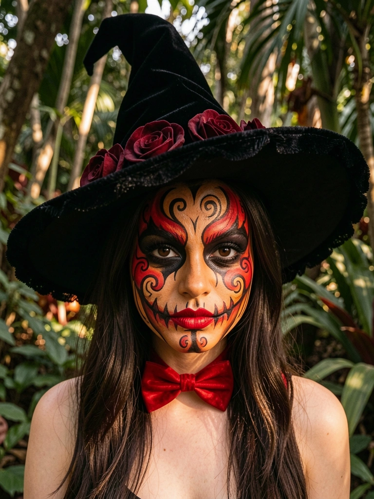 Jovem com maquiagem de Jack-o
