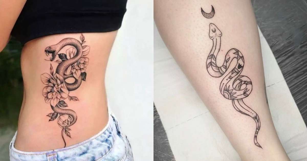 tatuagem blackwork cobra feminina