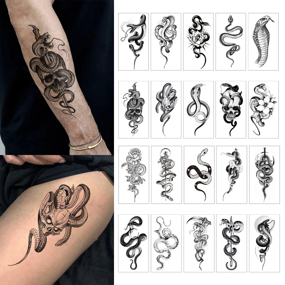 tatuagem minimalista cobra braço
