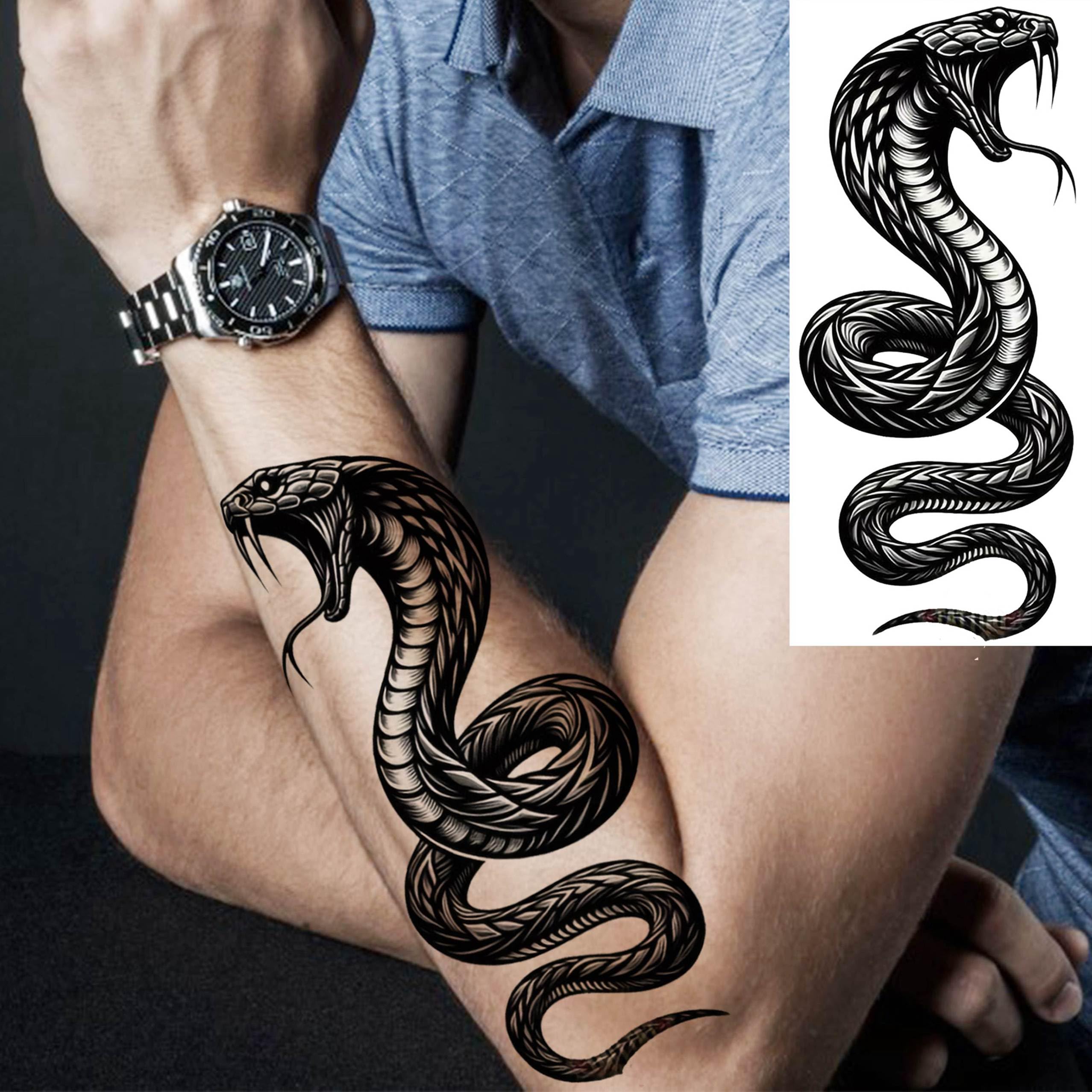 cobra com flores tatuagem braço